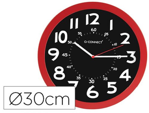 Relogio q-connect de parede plastico de escritorio redondo 30 cm cor vermelho e preto , Q-connect , 153908 , 5706002112158